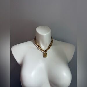 Gold Chunky 18 Inch Necklace + Louis Vuitton Lock Set